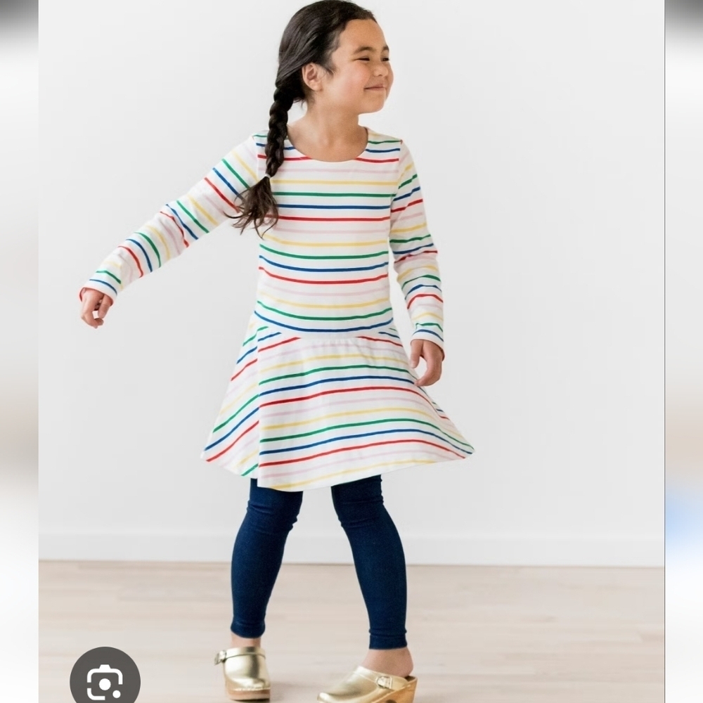 Hanna Andersson Multi-Colored Striped Dress Size 120cm | 6-7 US 100% Cotton
